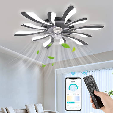 Modern Flush Mount Ceiling Fan with Dimmable LED Light Kit ,RC, Reversible  Blades, 6 Speeds - Dandelion